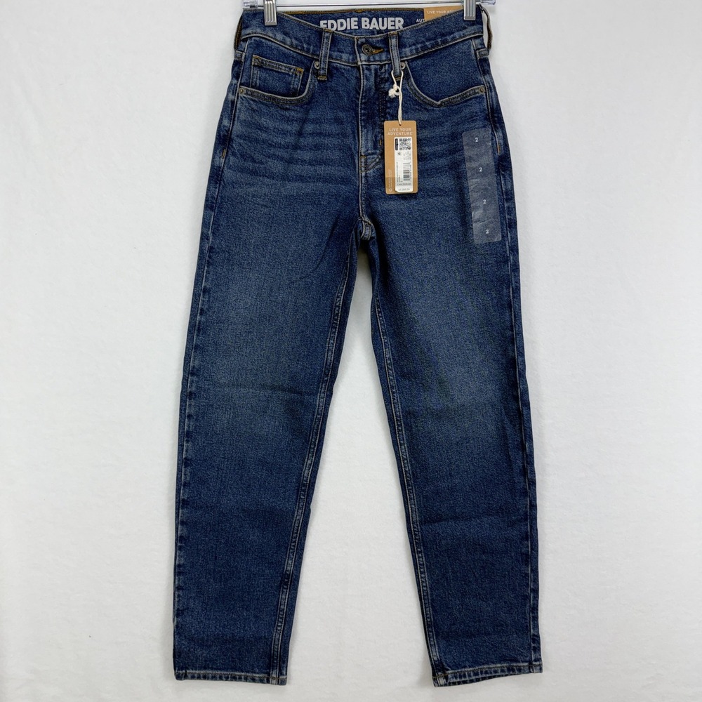 Eddie Bauer Authentic High Rise Straight Leg Jeans Women Size 2 Blue NWT Classic